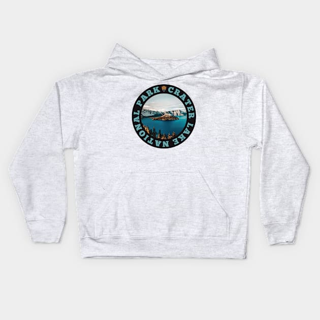 Crater Lake National Park circle Kids Hoodie by nylebuss